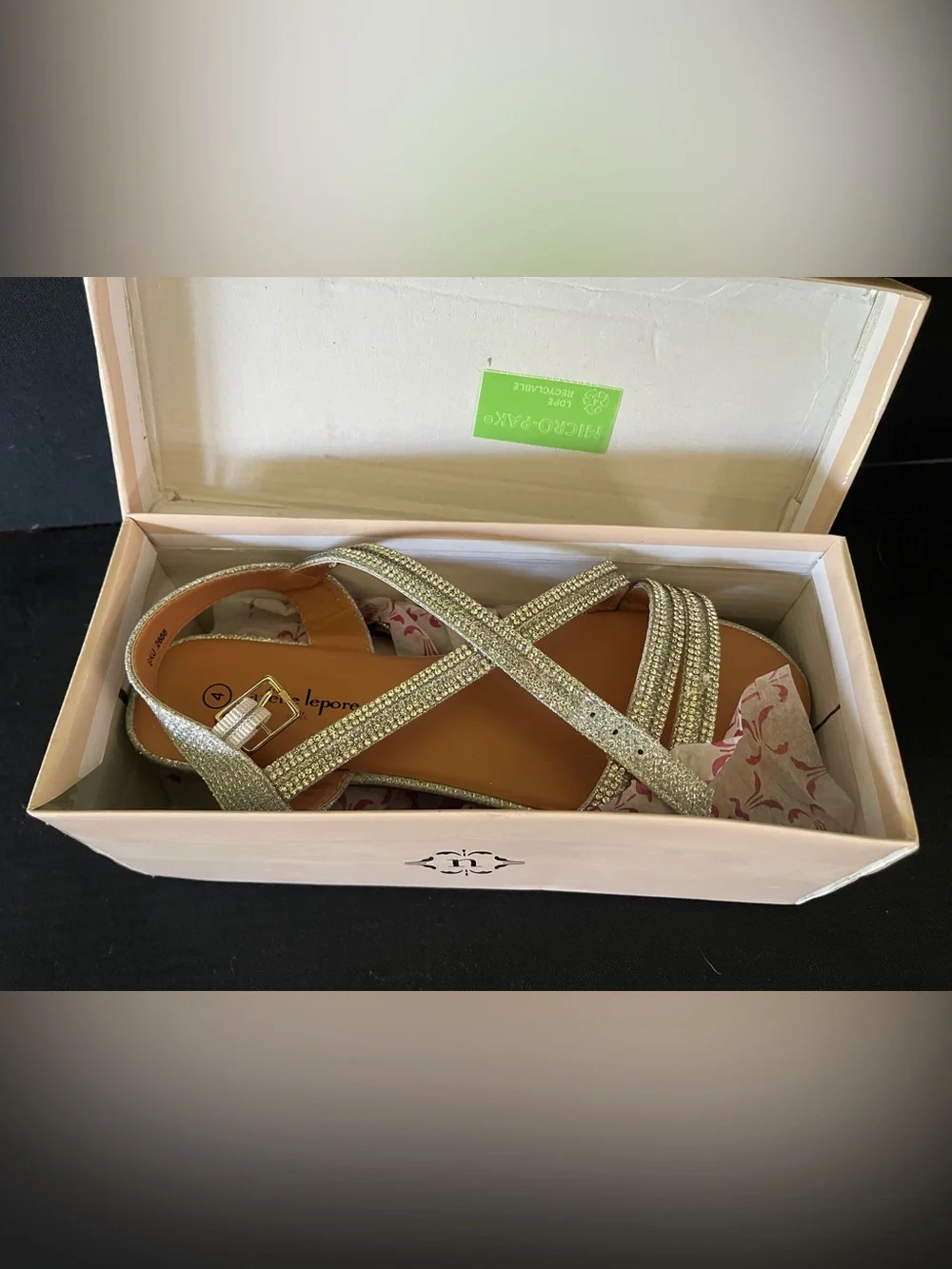 Nanette Lepore Girls Silver Crystal Strap Sandals size 4